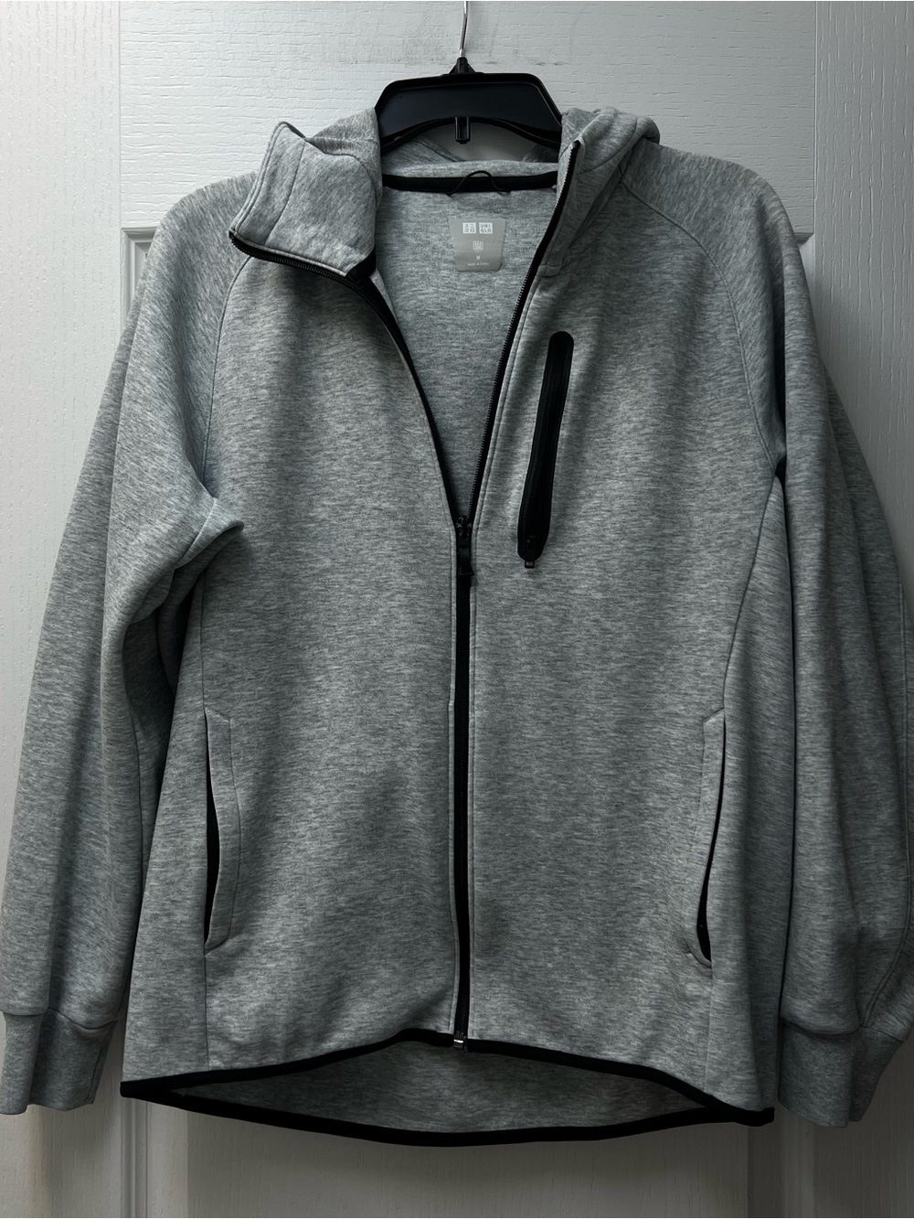 Uniqlo Gray Full Zip Athletic Hoodie Sweatshirt Jacket Sz Med